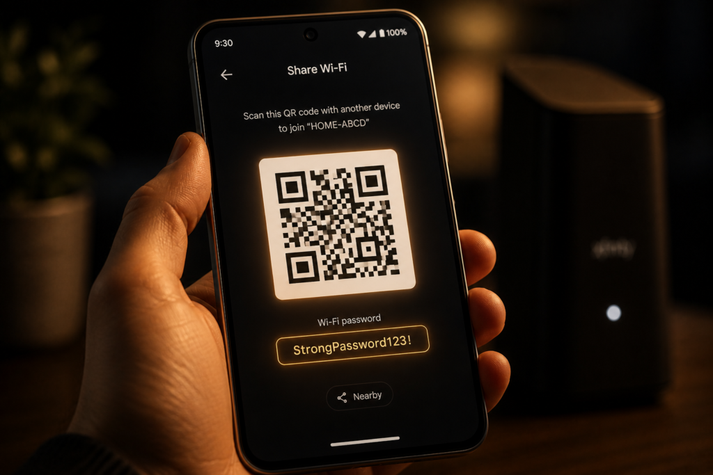 Comcast network security key Android phone find
