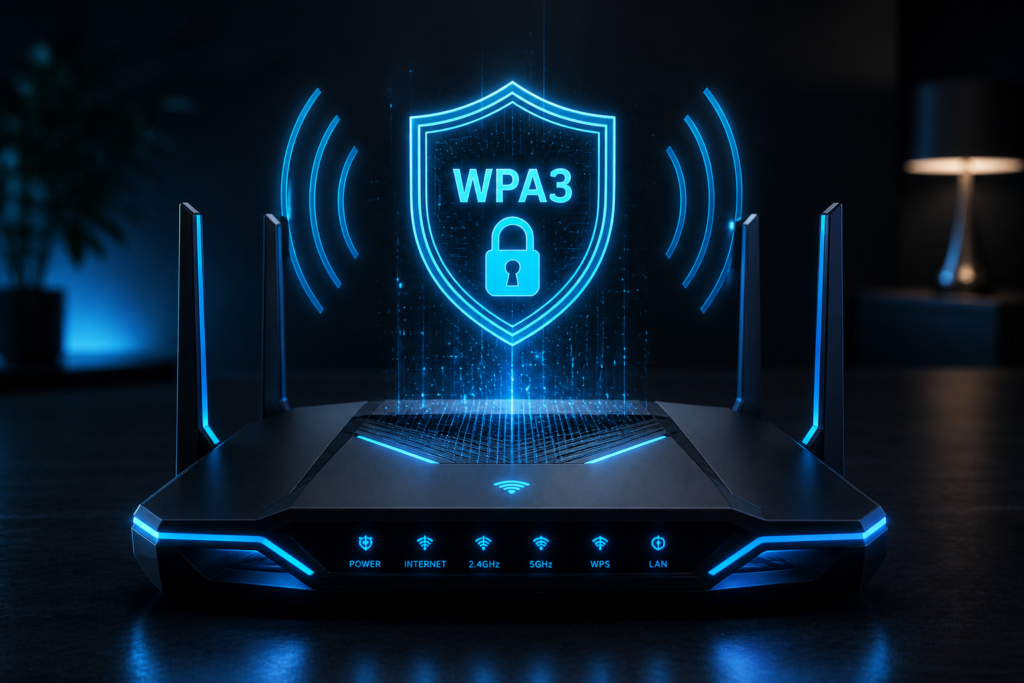 Home network security best practices WPA3 neon route